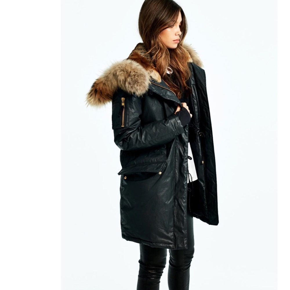 SAM. Black Puffer Jacket with Fur Trim - Picture 6 of 16